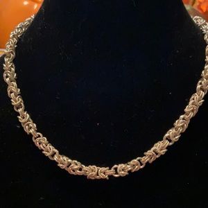 HEAVY Sterling Silver BYZANTINE Necklace 62 GRAMS!